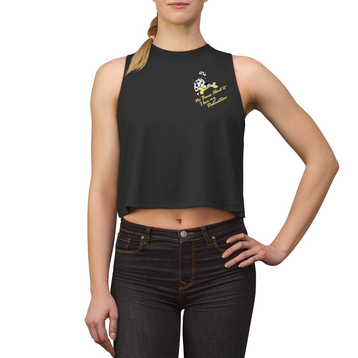 Womens Crop top (Gold Text) pic picture